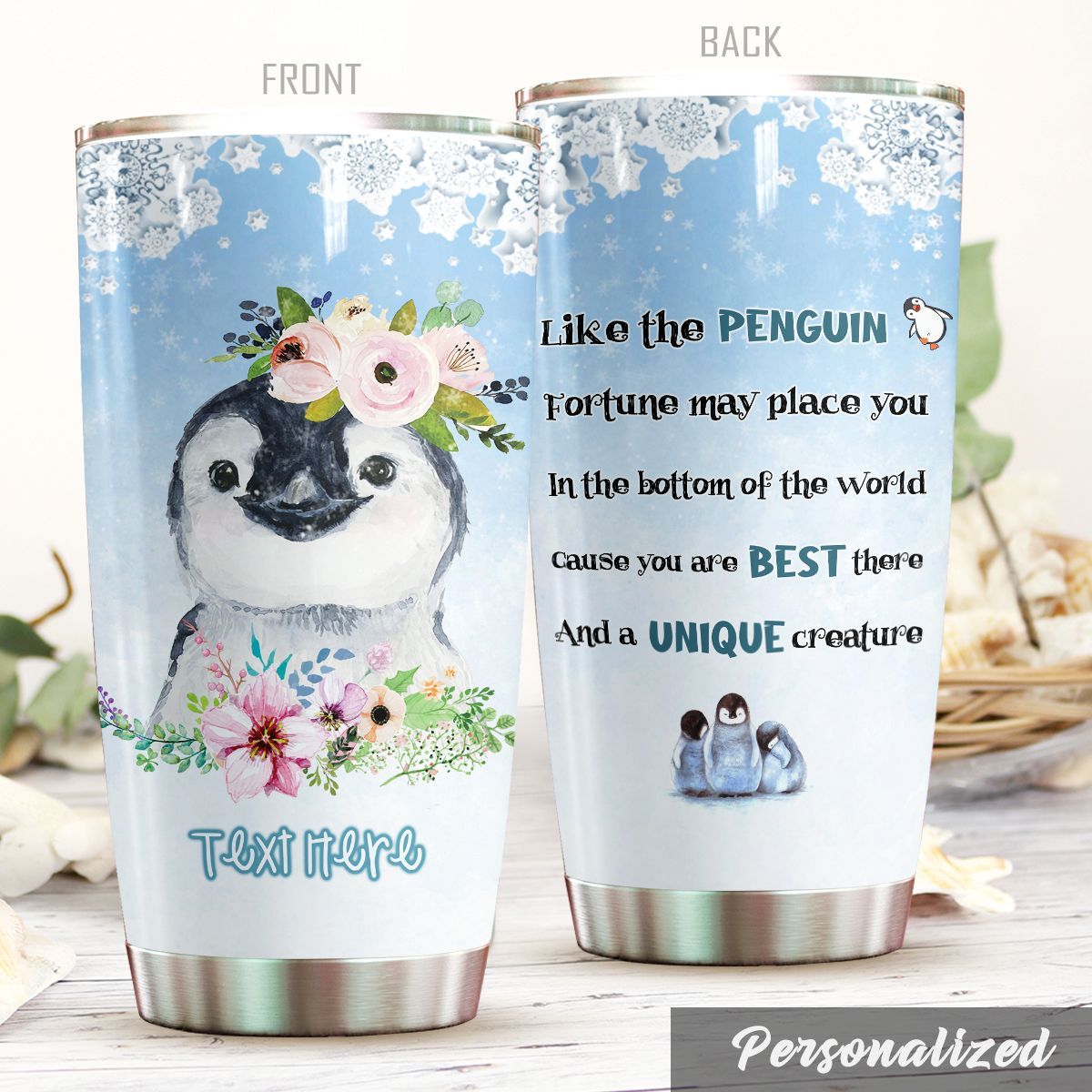 Personalized Penguin The Fortune May Place You In The Bottom Of The World Stainless Steel Tumbler Perfect Gifts For Penguin Lover Tumbler Cups For Coffee/Tea, Great Customized Gifts For Birthday Christmas Thanksgiving