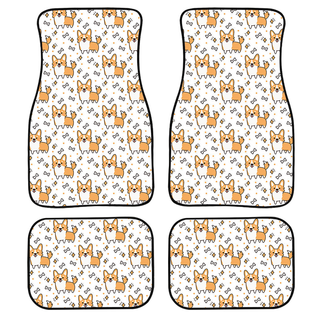 Cartoon Corgi Pattern Print Front And Back Car Floor Mats, Front Car Mat