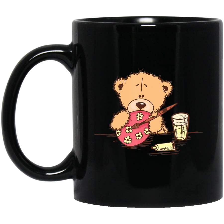 Adorable Teddy Bear drawing on Egg Gift Easter Day 11oz 15oz Black Mug Happy Easter Day Funny Colors Eggs Bunny Ears Peeps Cute