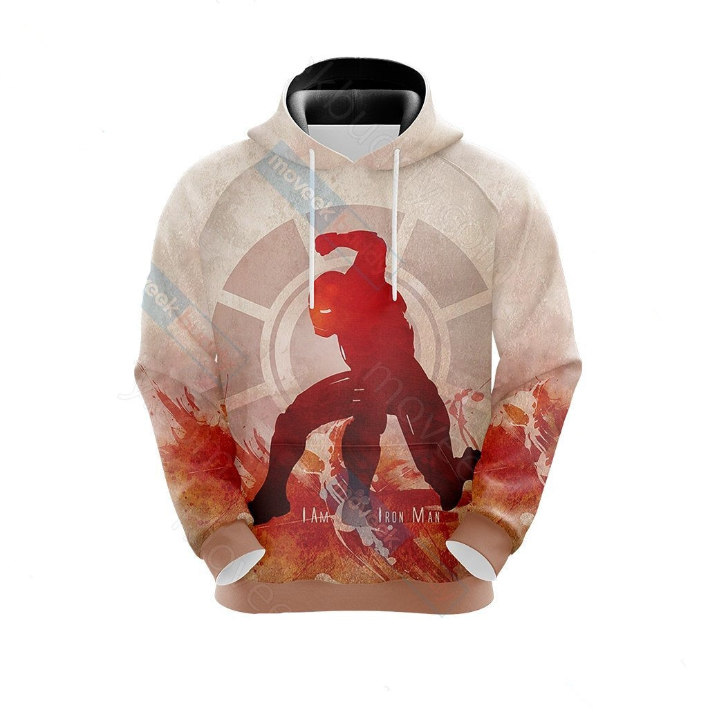 Unifinz Mv Hoodie Iron Man Hoodie Iron Man Silhouette I Am Iron Man White Red Hoodie 2022