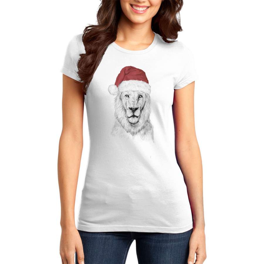 Santa Lion – Women’s Fitted T-Shirt