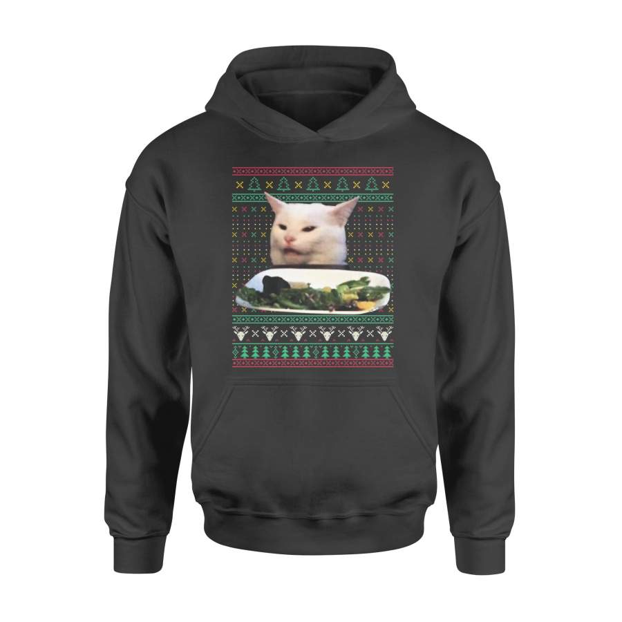 Woman Yelling at a Cat Ugly Christmas Sweater Meme Costume Premium T Shirt – Standard Hoodie