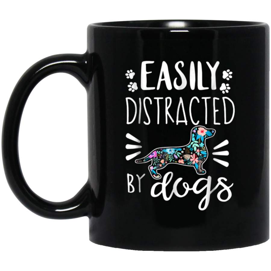 Easily Distracted By Dachshund Dog Vintage Mug Puppy Pet