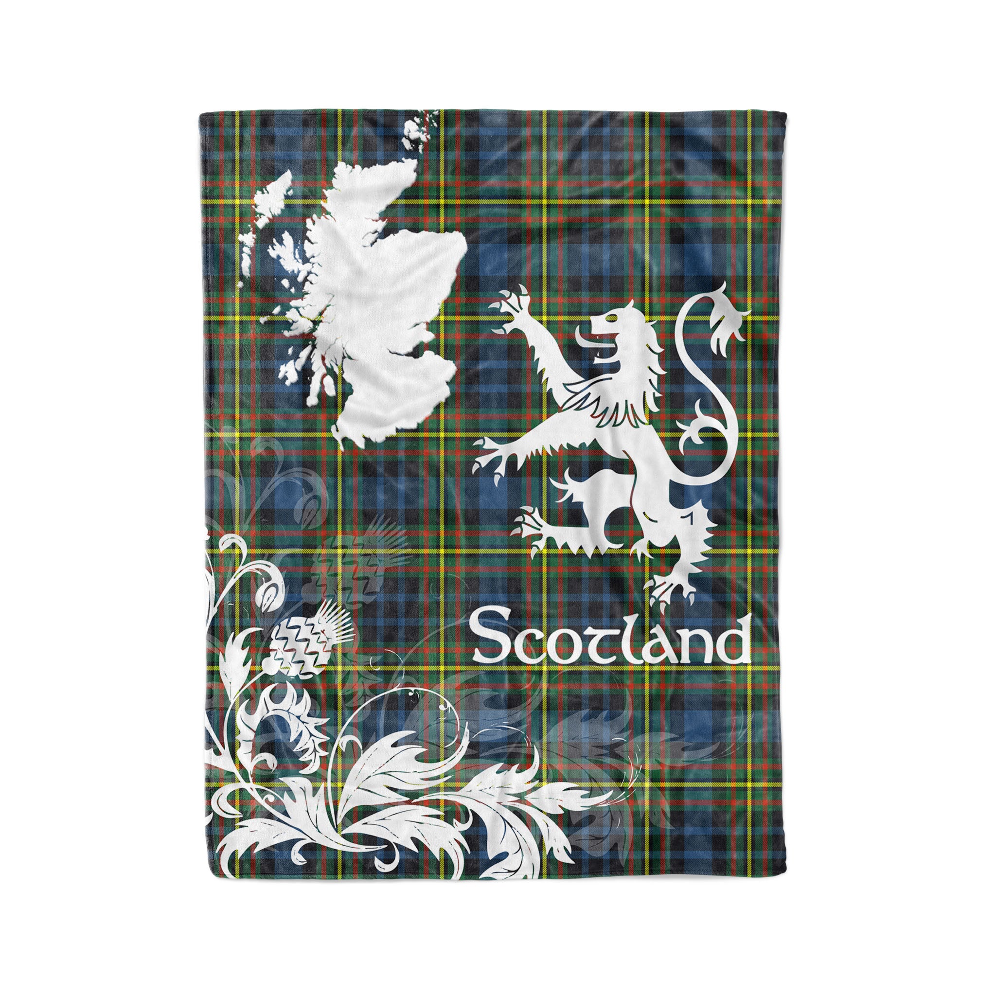 Tartan Plaid Fleece Blanket Tartan Blanket Thistle And Lion Scottish Clan Maclellan Plaid Blanket