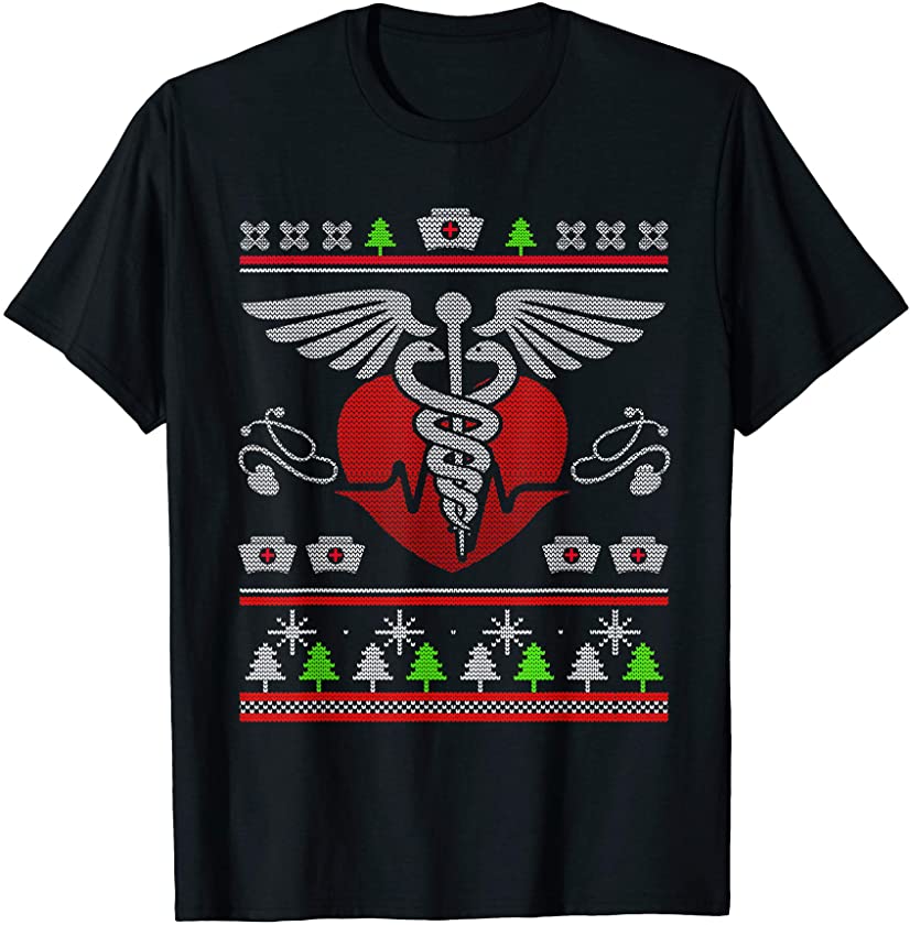 Ugly Christmas Sweater Nurse Tee Xmas Nursing Gifts For Men T-Shirt