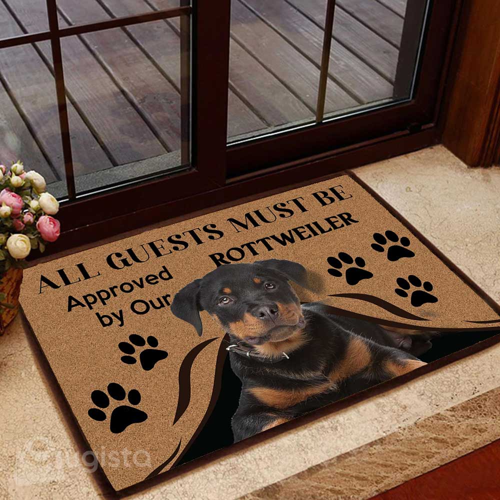 All Guests Must Be Approved By Our Rottweiler 01 All Over Printing Doormat Pre2307