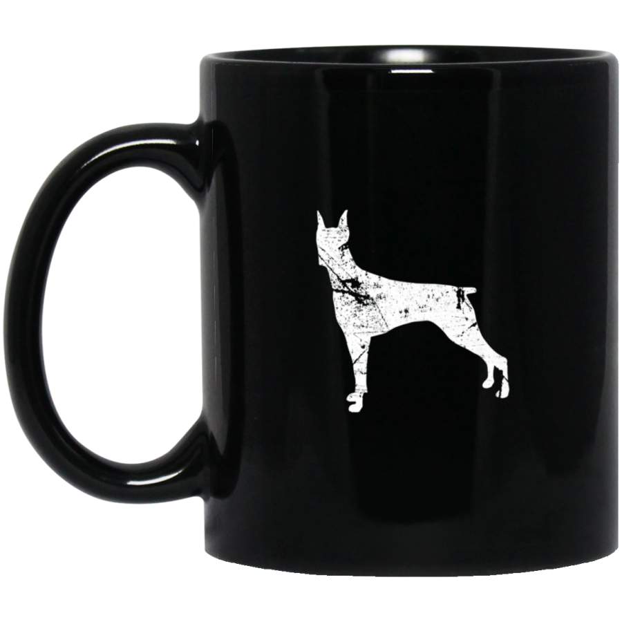 Distressed retro vintage Doberman pinscher pet dog owner 11 oz 15 oz Mug (2) Black