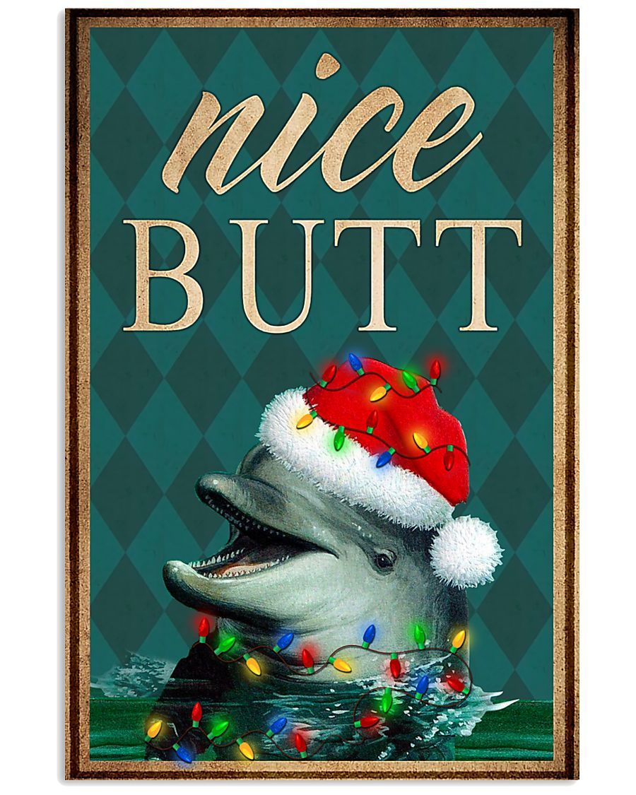 Dolphin Christmas Poster Print, Canvas Print Wall Art, Canvas Poster Wall Decor