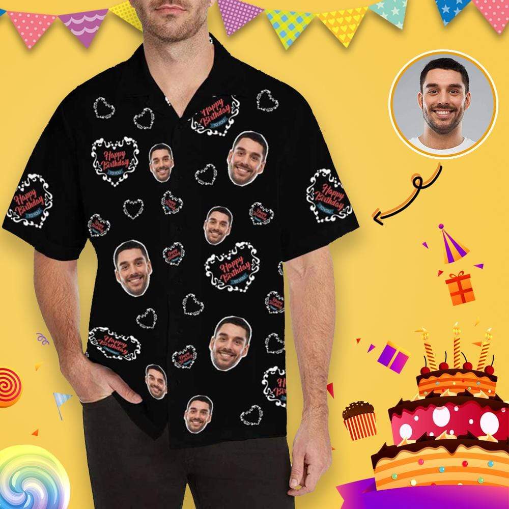 Custom Face Birthday Hearts All Over Print Hawaii Shirt Ha69225