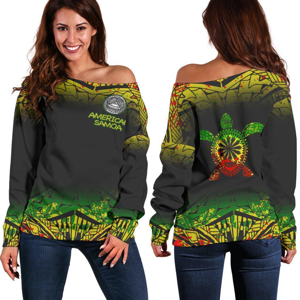 American samoa Polynesian Turtle Tattoo Fog Reggae Shoulder Sweater