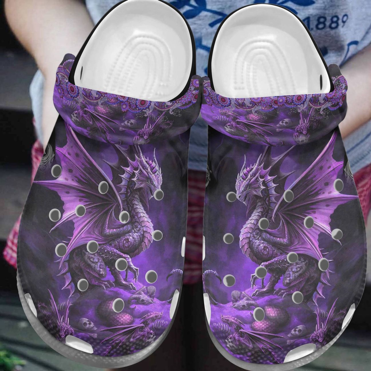 Dragon Personalized Clog, Custom Name, Text, Color, Number Fashion Style For Women, Men, Kid, Print 3D Purple Mysterious Dragon