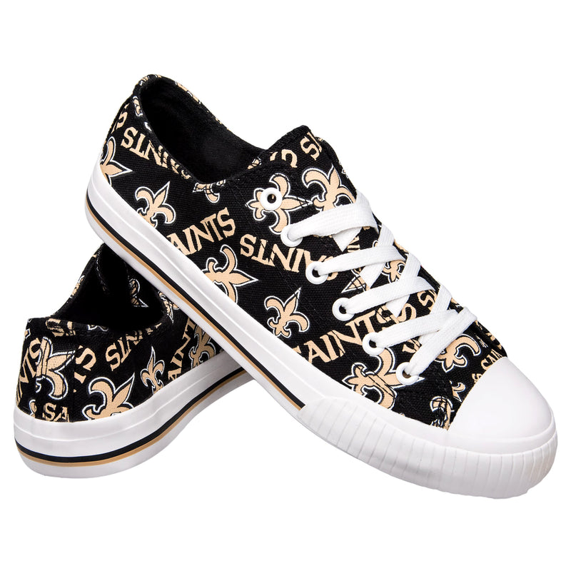 New Orleans Saints NFL Womens Low Top Repeat Print Canvas Shoes