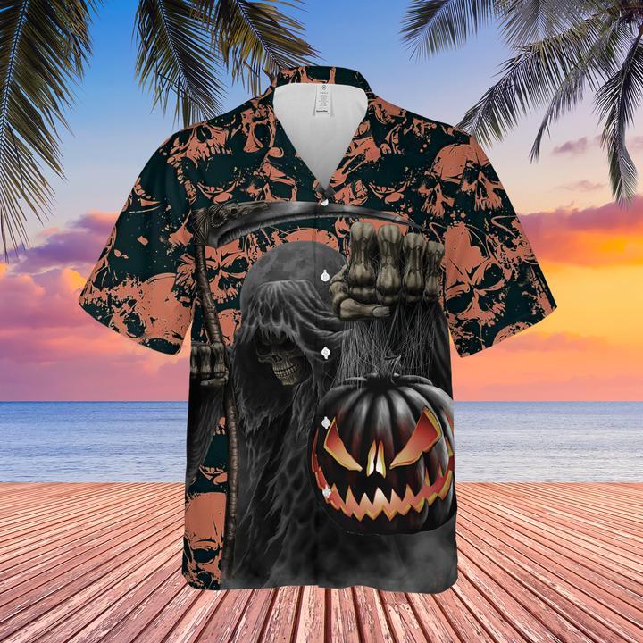 Pumpkin Skull Lantern Halloween Hawaii Shirt For Men And Women Ha67336