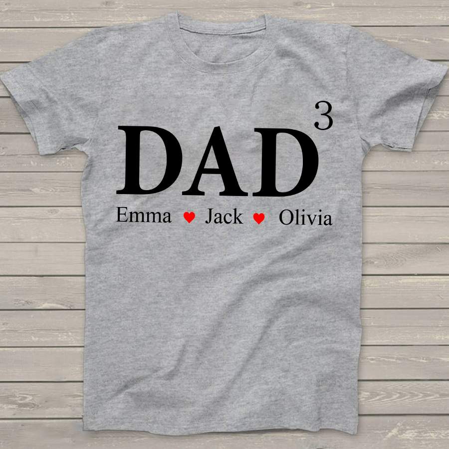 Personalized Dad Kids Names Black Shirt