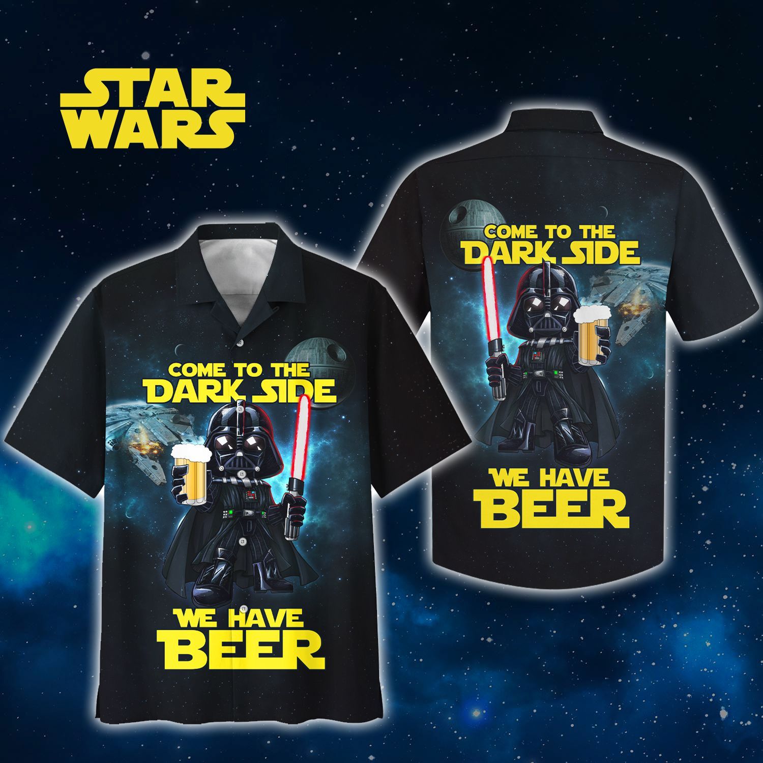 Sw Darth Vader Dark Side Have Beer For Man And Woman Print Short Sleeve Hawaii Shirt Ha98531