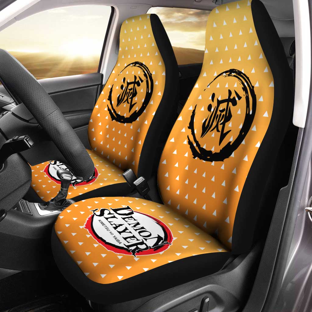 Zenitsu Agatsuma Pattern Demon Slayer Car Seat Covers Custom Kinometsu no Yaiba