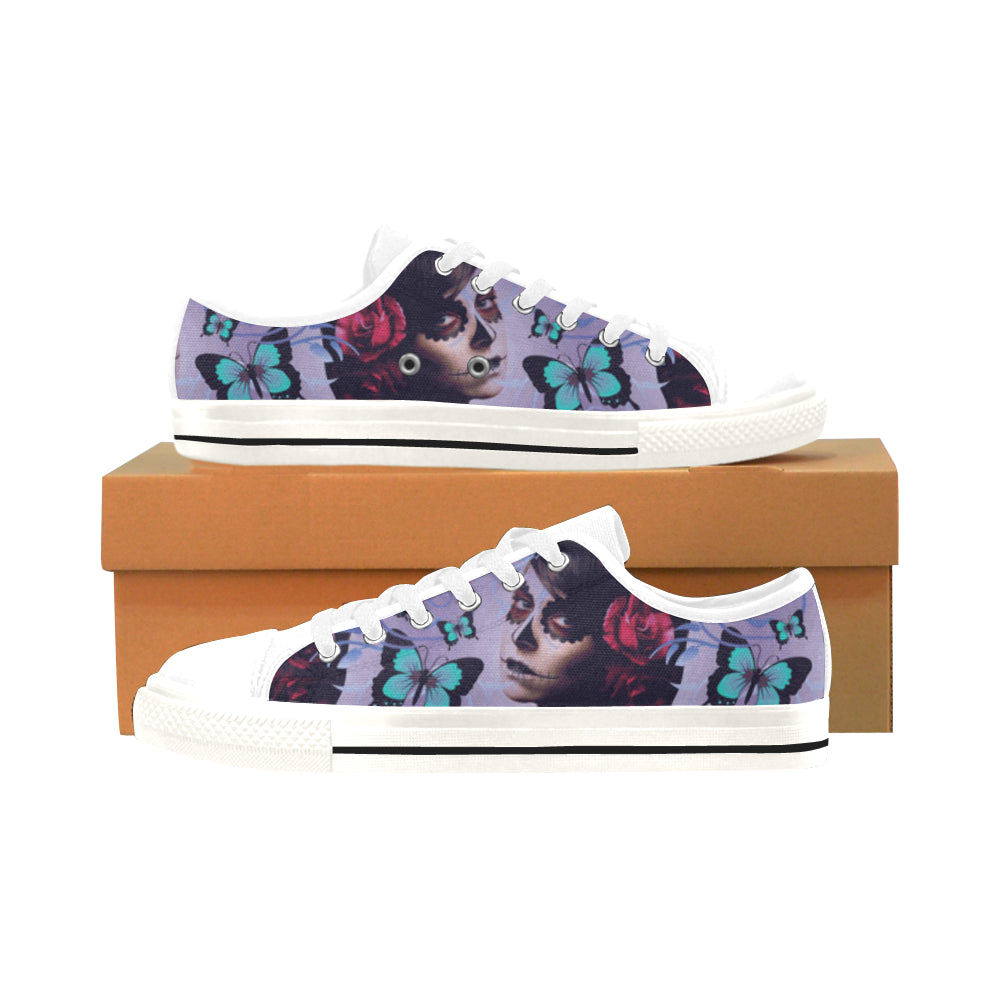 Sugar Skull Candy White Men’s Classic Canvas Shoes/Large Size