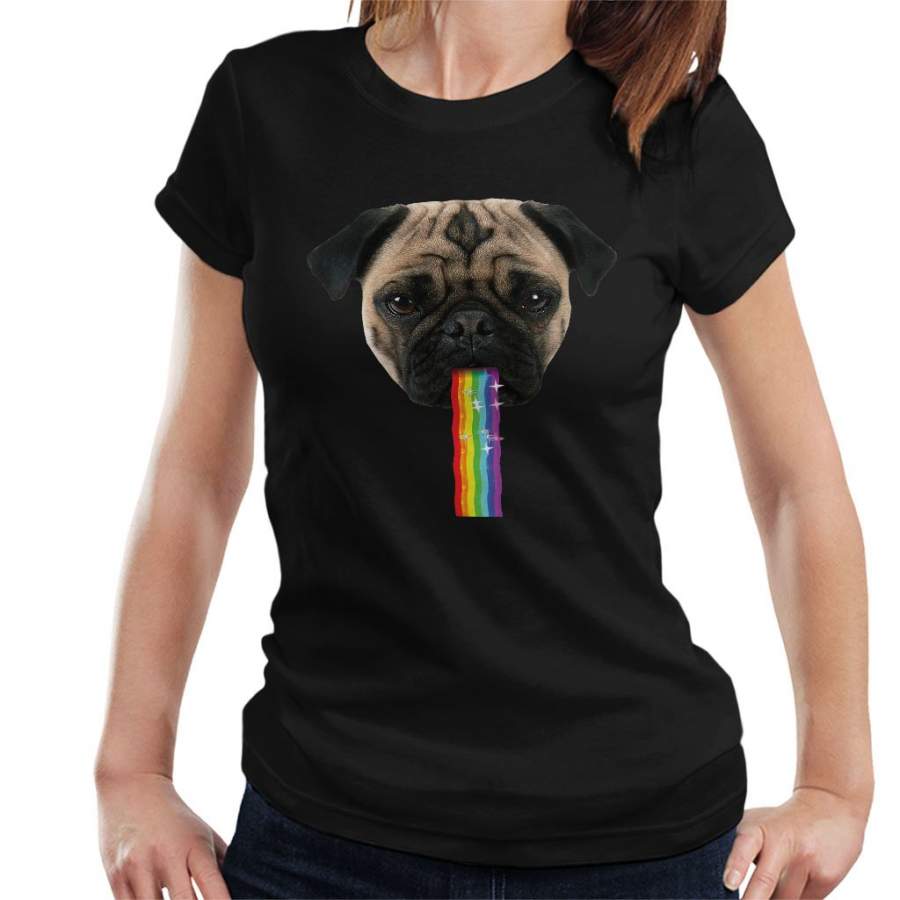 Pug Puking Rainbow Snapchat Filter Women’s T-Shirt