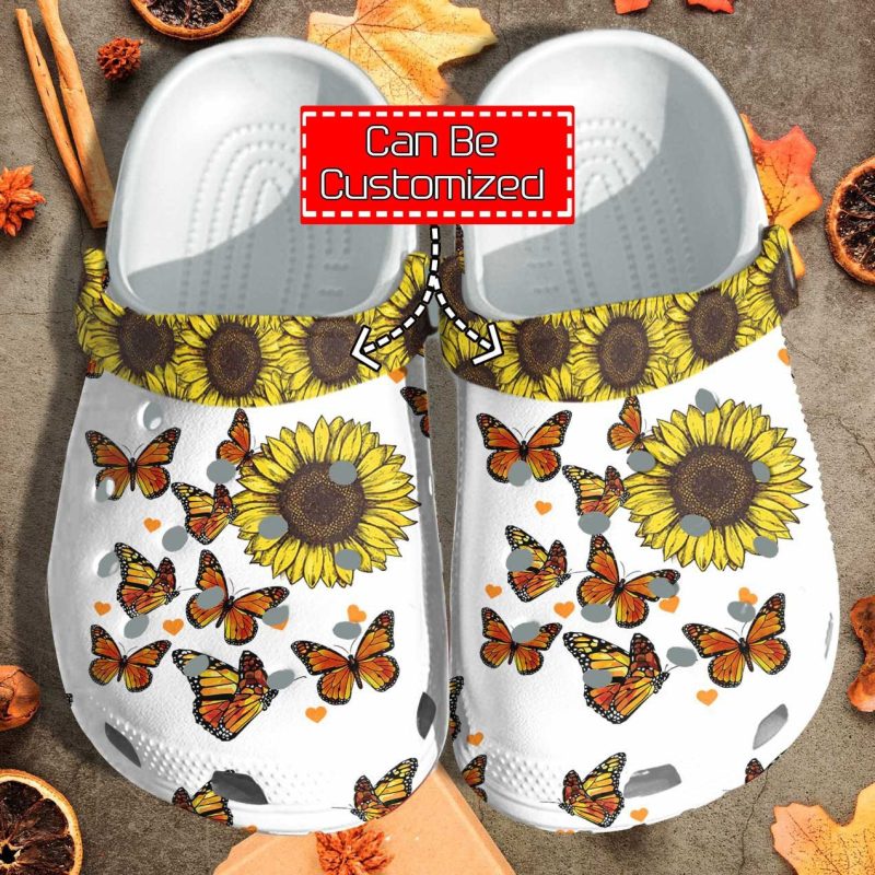 Butterfly Sunflower Be Kind clog Shoes Custom