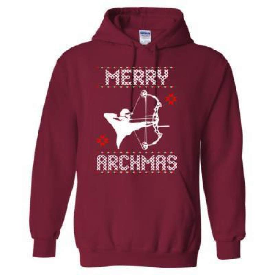 Agr Merry Archmas Ugly Christmas Sweater 2023 – Heavy Blend™ Hooded Sweatshirt