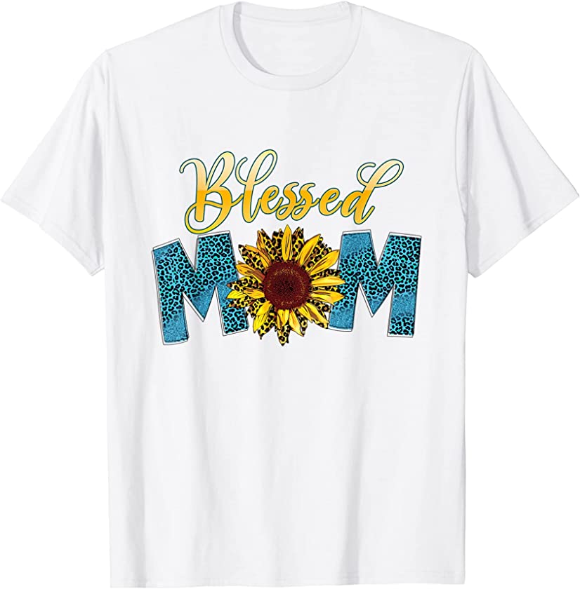 Blessed mom Sun Flower Leopard Mothers Day Mom Grandma T-Shirt