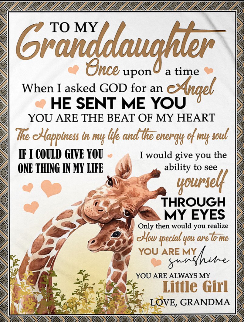 To My Granddaughter Fleece Blanket, Personalized Birthday Gift For Granddaughter From Grandma Blanket, Giraffes Blanket