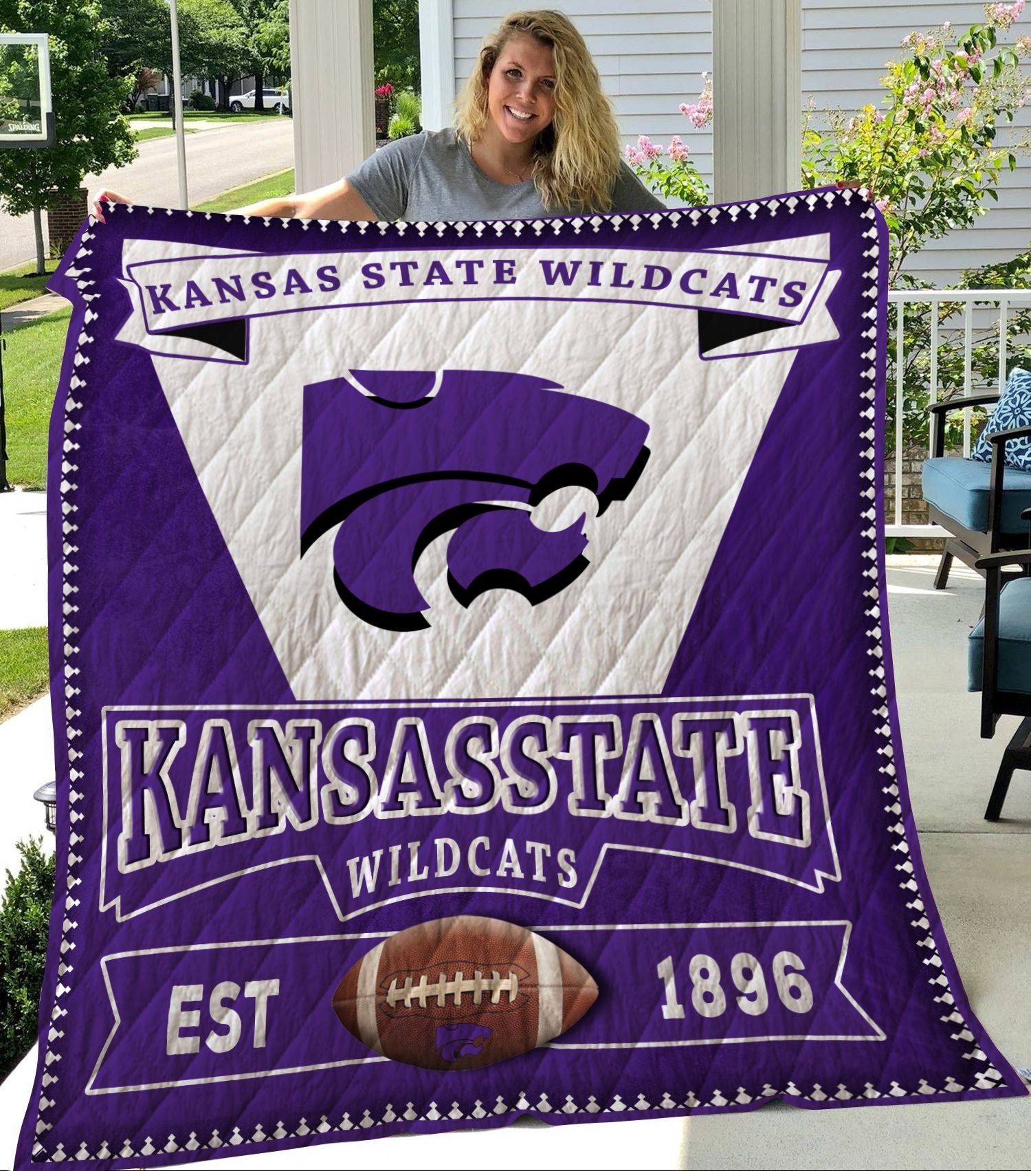 Kansas State Wildcats Football 1 Quilt Blanket Ha1910 Fan Made