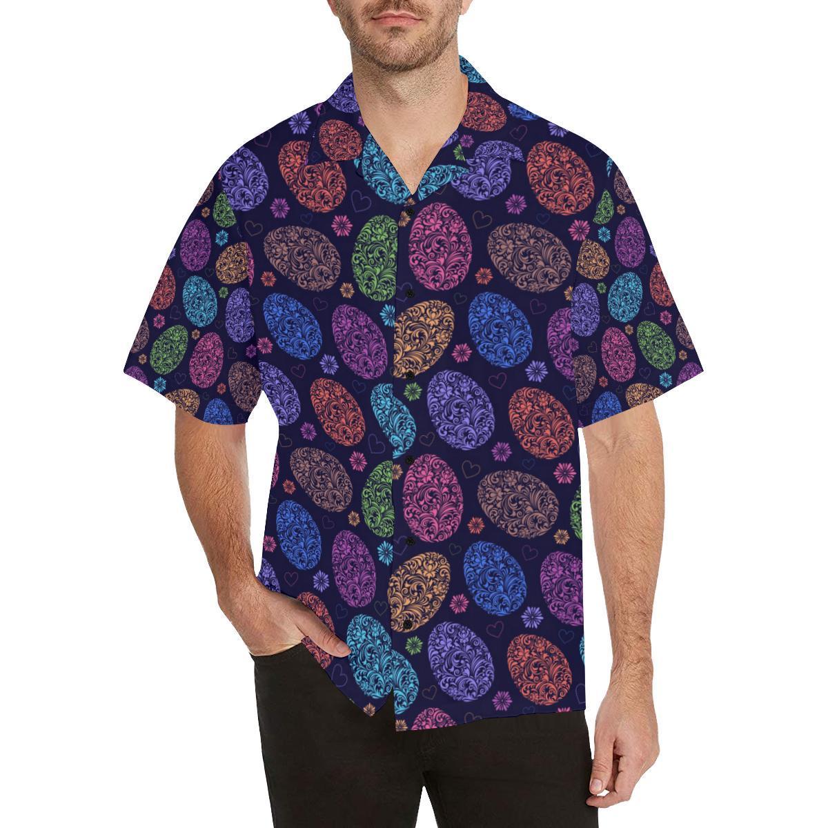 Easter Eggs Pattern Print Design Hawaii Unisex Aloha Short Sleeve Casual Shirt Ha39579