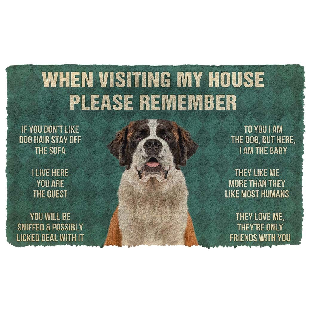 Gearhumans 3D Please Remember St Bernard House Rule Custom Doormat