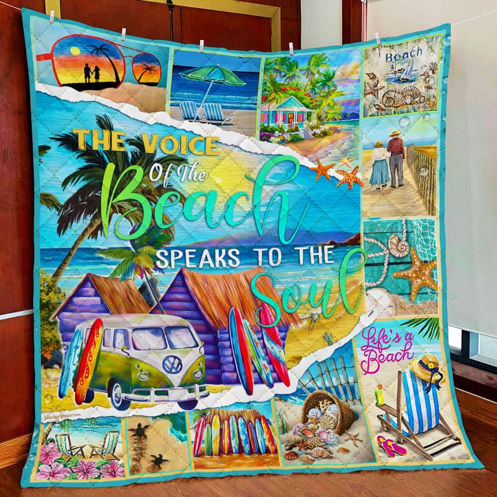 Beach Life Is Happy Life Quilt Blanket