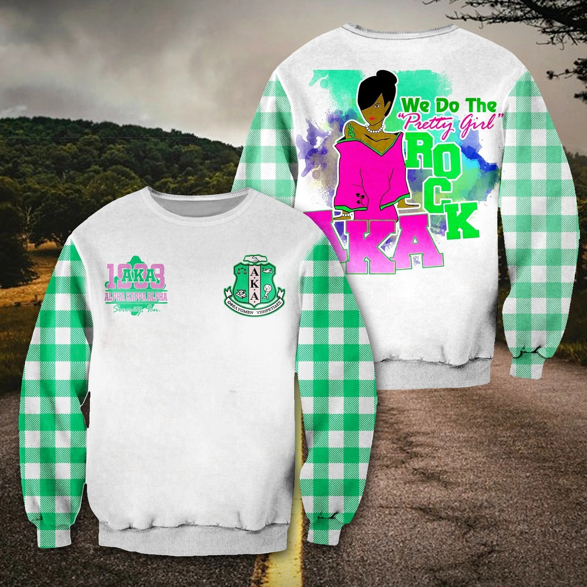 Greek Life Sweatshirt – Alpha Kappa Alpha We Do The Pretty Girl Crewneck Sweatshirt J5