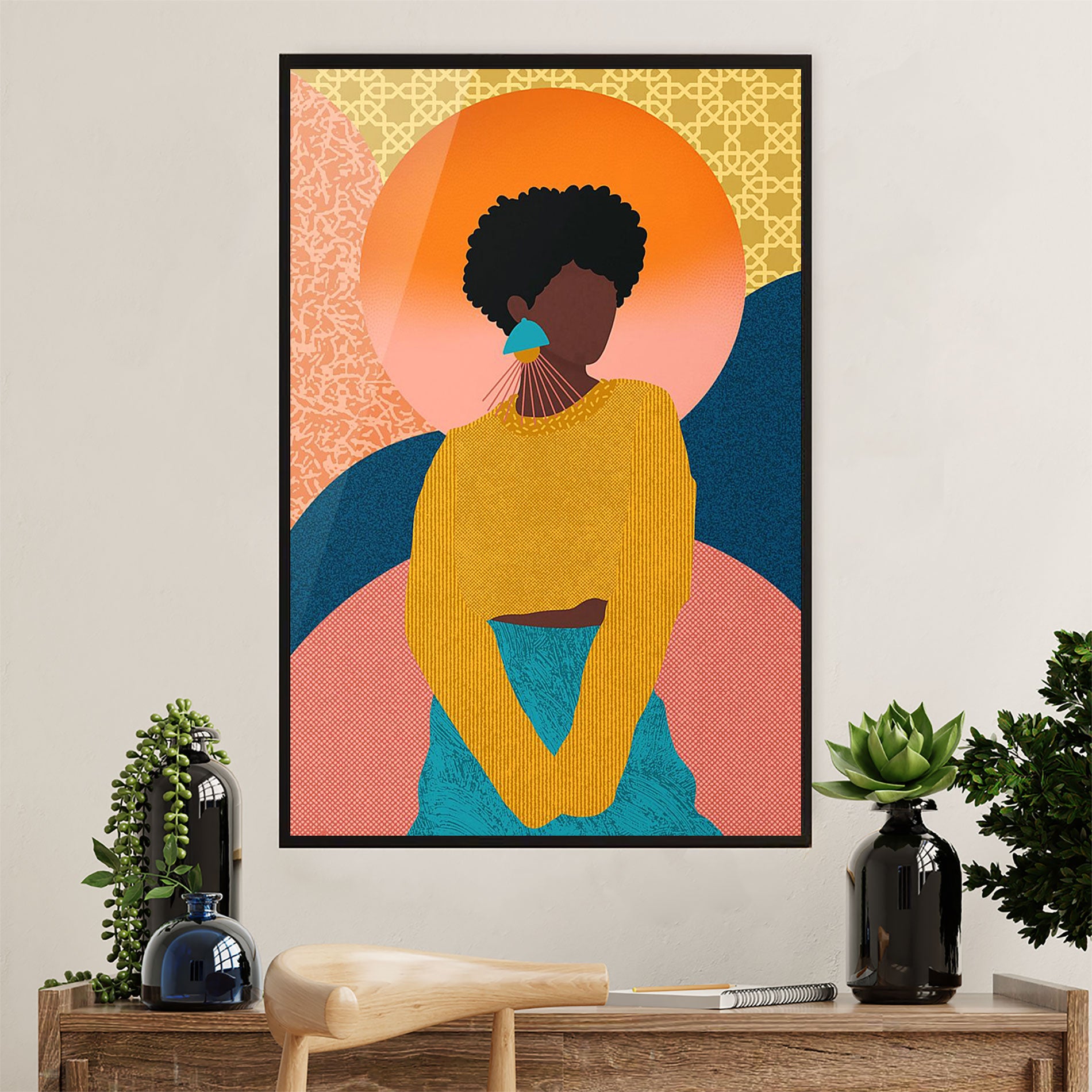 African American Afro Poster Prints | Black Girl Retro Art | Wall Art Gift For Black Girl