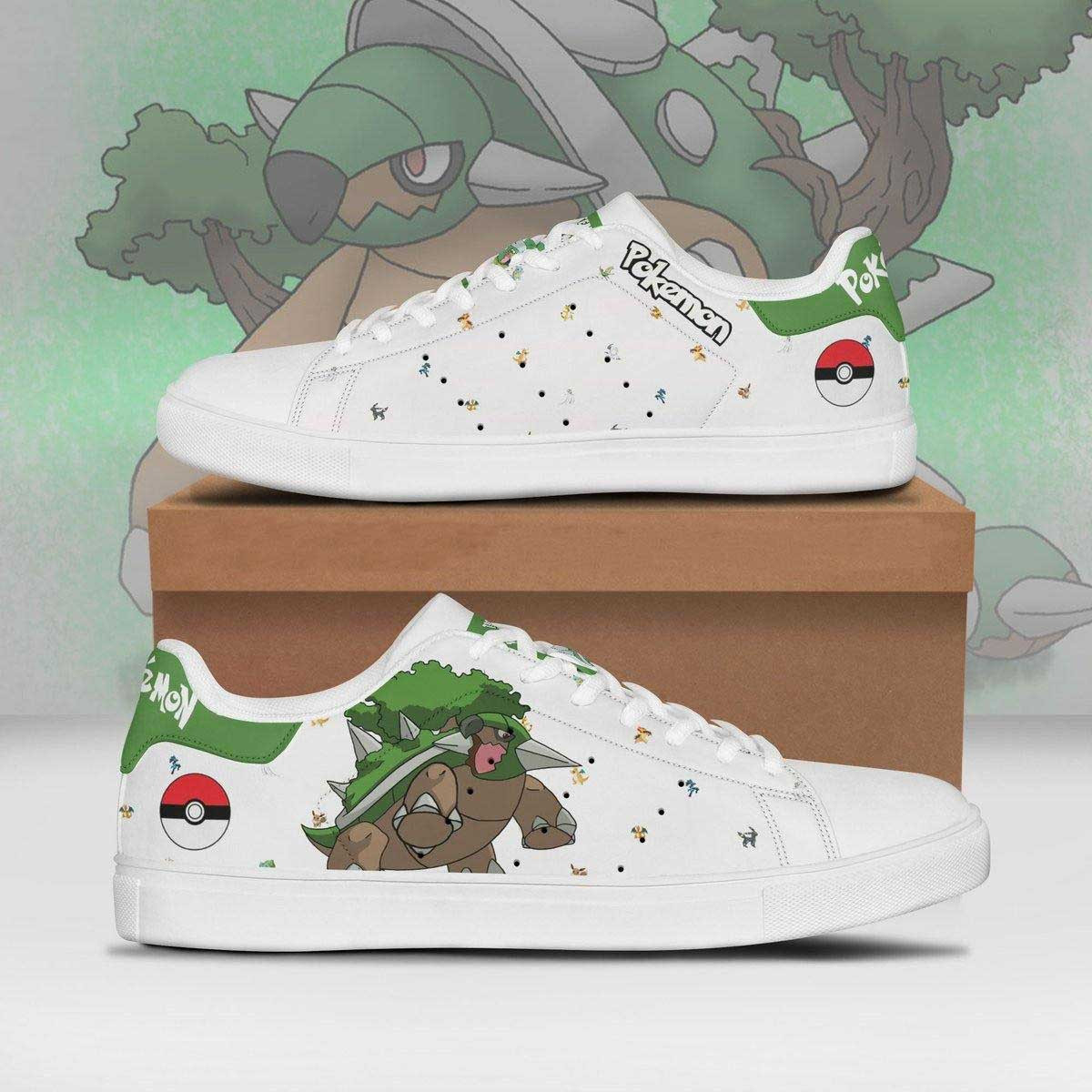 Pokemon Torterra Anime Christmas Gift For Fan Low Top Leather Skate Shoes Sneakers For Man And Women