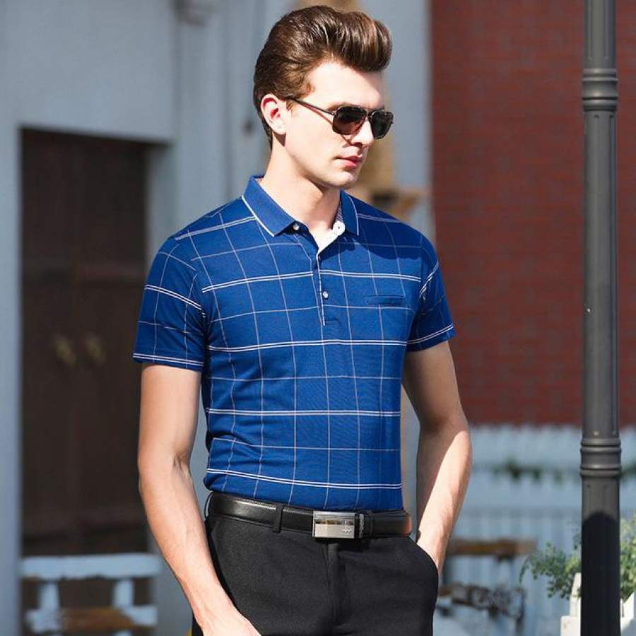 Polo Shirt Men Striped Slim Fit Men’s Polo Shirt Short Sleeve Business Summer Mens Clothing