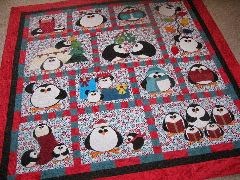 Winter Cute Penguin Christmas Quilt Blanket