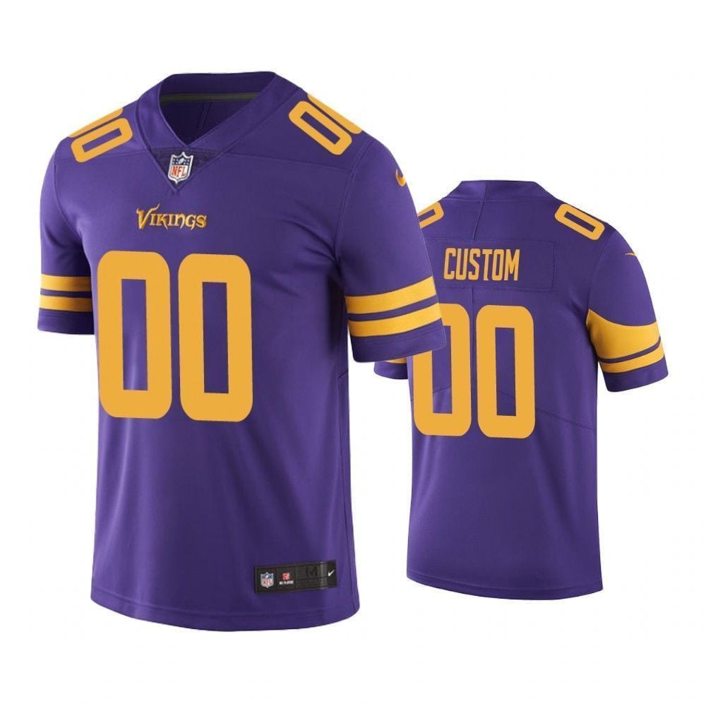 Minnesota Vikings Custom Purple Color Rush Limited 3D Jersey