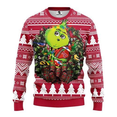 Alabama Crimson Tide Grinch Hug Ugly Christmas Sweater, All Over Print Sweatshirt