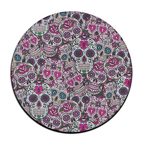 Purple Sugar Skull Round Floor Rug Doormats For Dining Room Bedroom Kitchen Bathroom Balcony