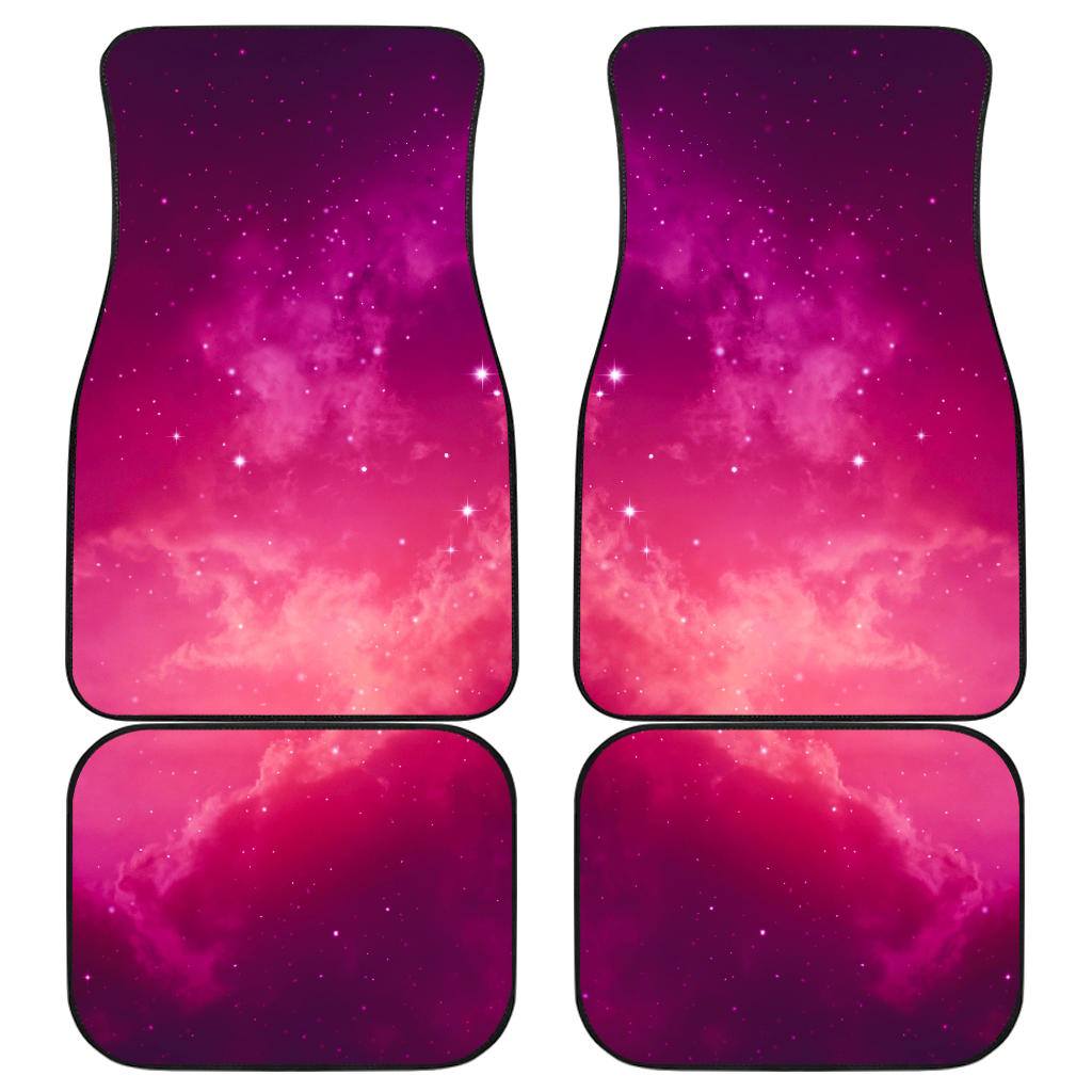 Purple Nebula Cloud Galaxy Space Print Front And Back Car Floor Mats, Front Car Mat