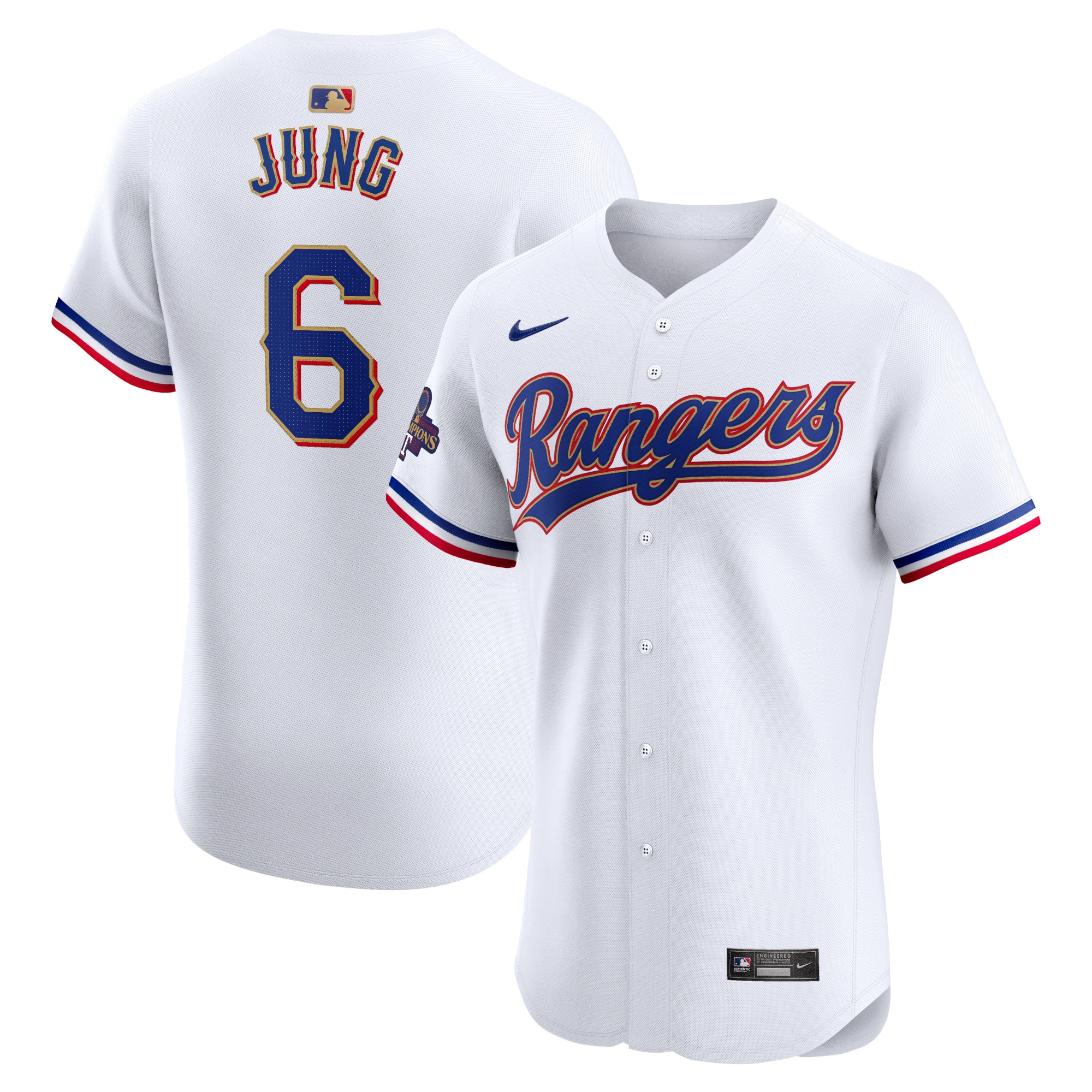 Josh Jung Texas Rangers 2024 Gold Collection Elite Player Jersey  White