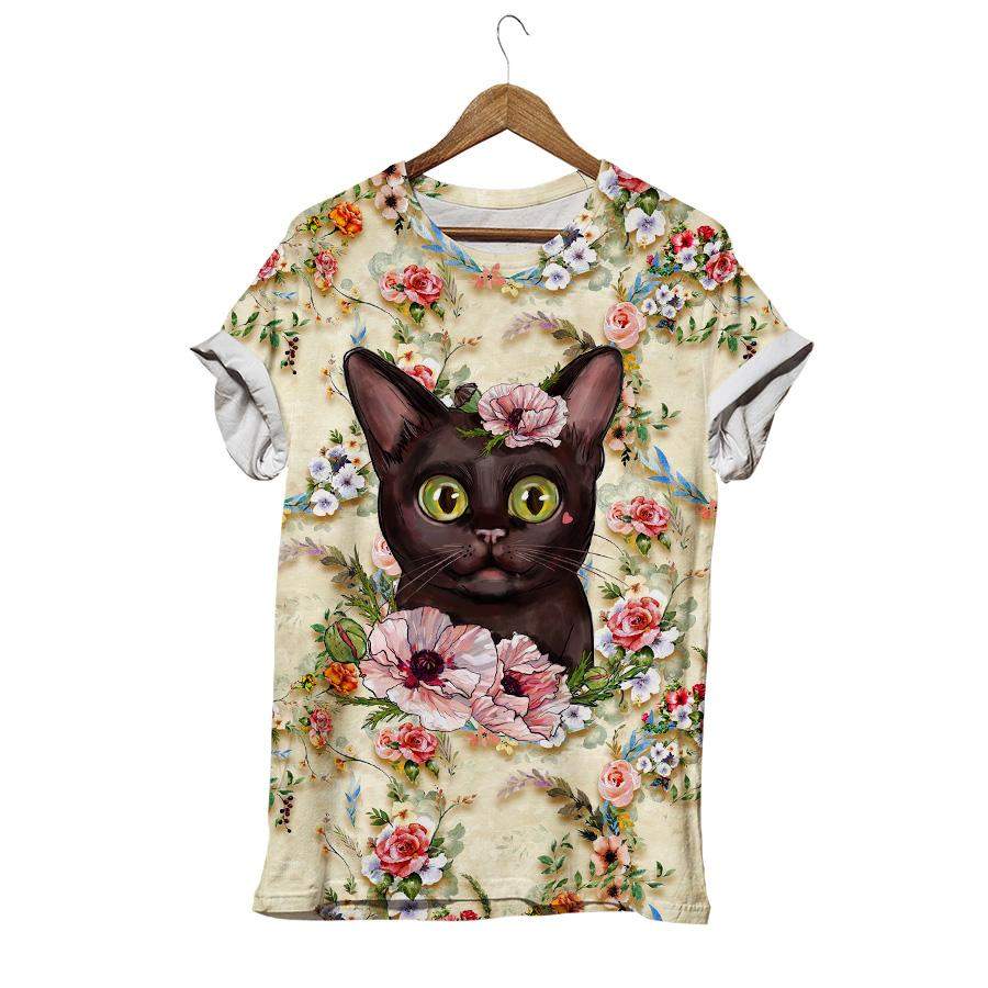 Beautiful Kitten With Flower Cat T-shirt