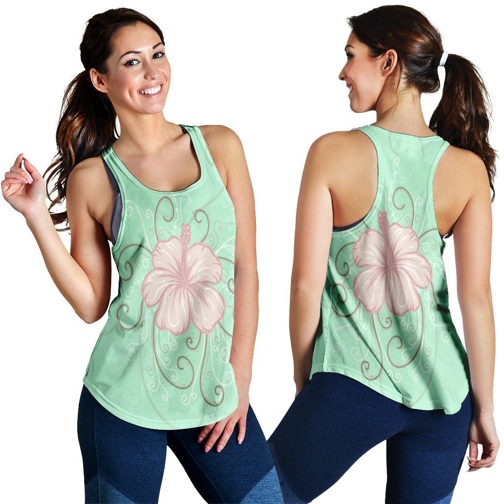 Hawaiian Hibiscus Pastel Racerback Tank Ah Ha54330