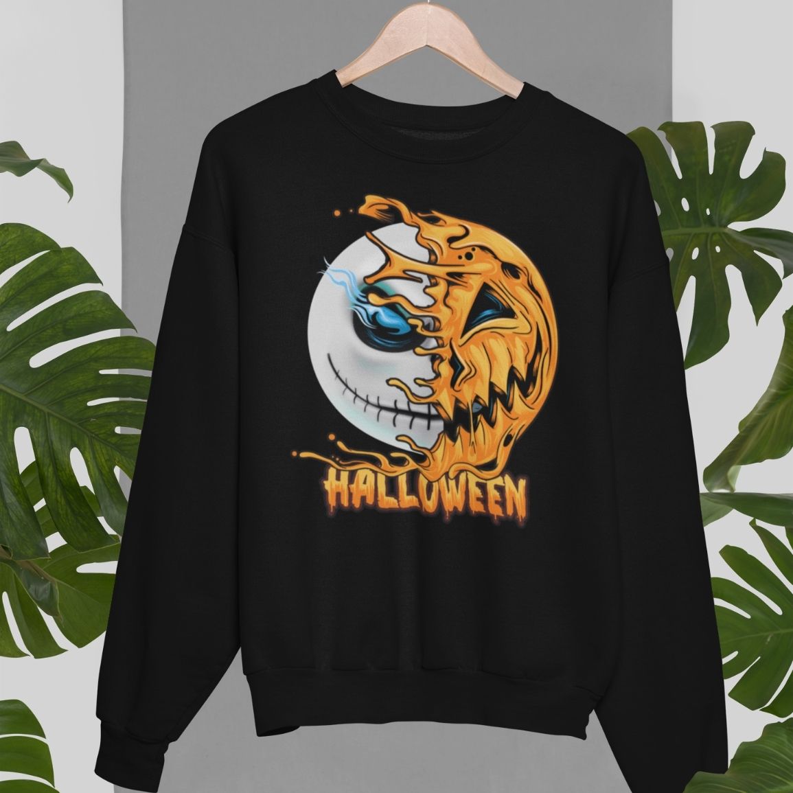 Skeleton Pumpkin Halloween Sweatshirt All Over Print Sweatshirt For Women Sweatshirt For Men