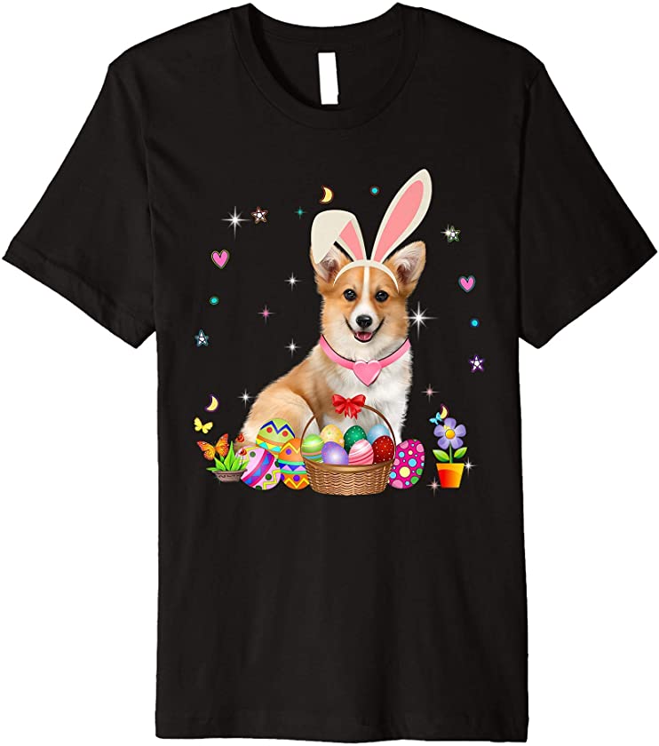 Cute Corgi Easter Day Bunny Eggs Easter Costume Womens Premium T-Shirt