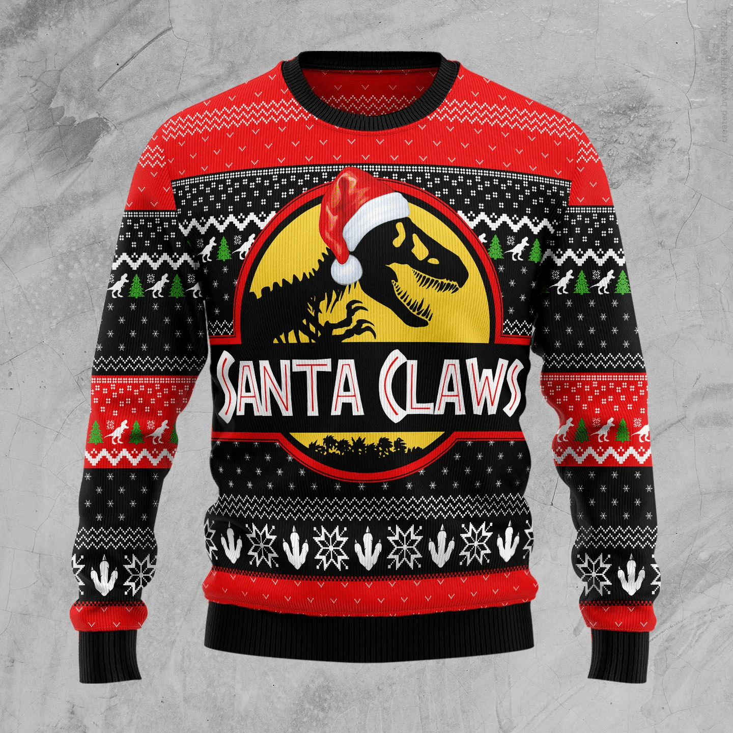 T-Rex Santa Claws Christmas Ugly Sweater