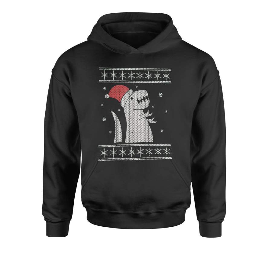 T-Rex In The Snow Ugly Christmas Youth-Sized Hoodie