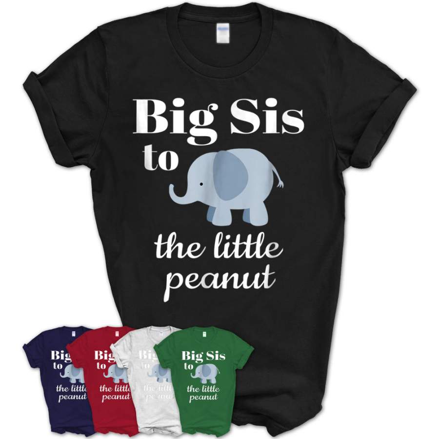 Matching Baby Shower Couples Shirt Elephant Big Sis Peanut