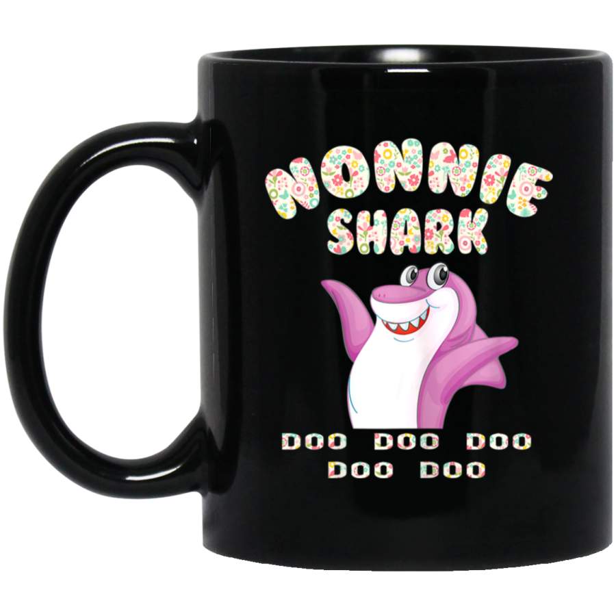 Womens Nonnie Shark Doo Doo Mothers Day Gift Idea For Wife Black Mug