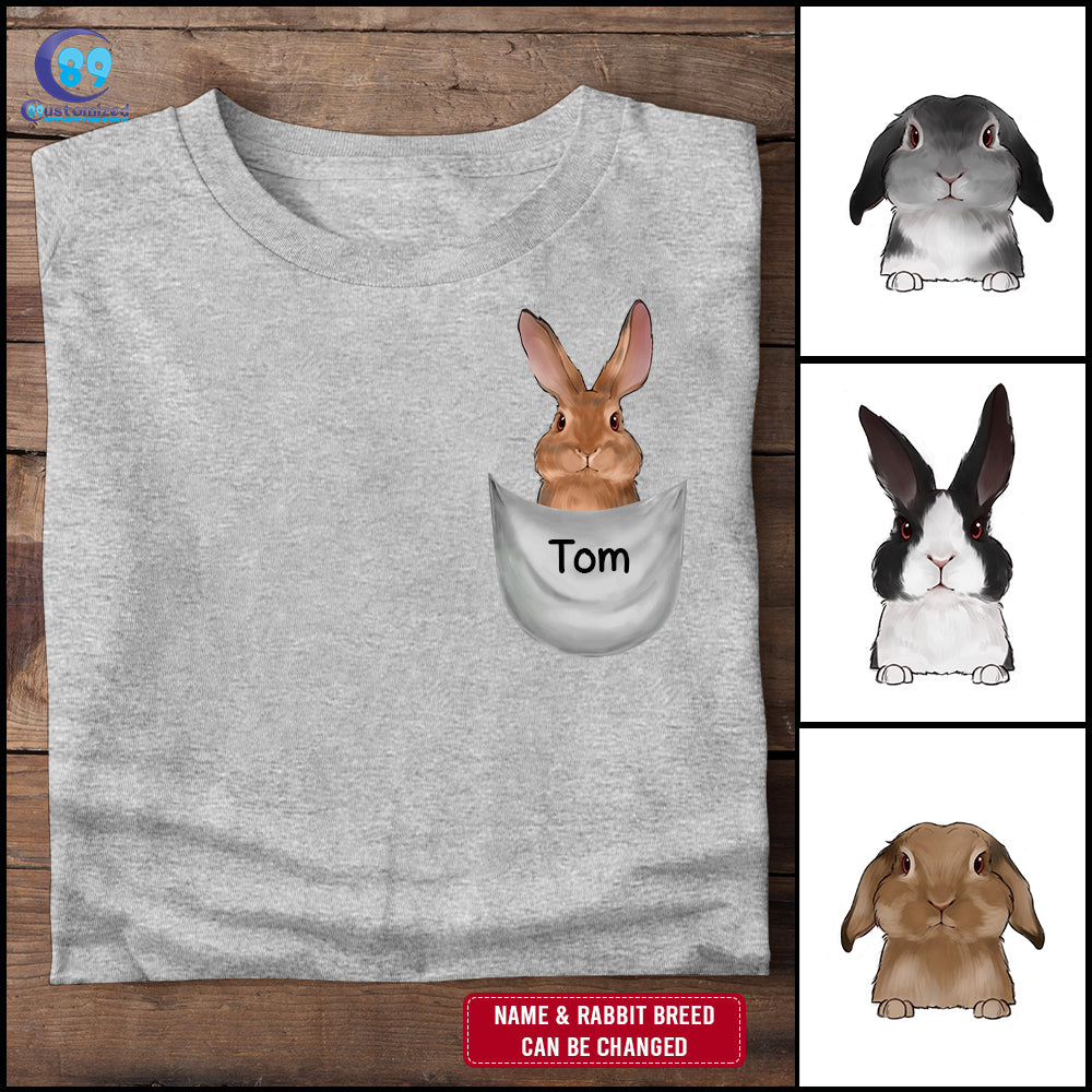 89Customized Peeking Rabbit Rabbit Lovers Personalized 3D Pocket T-Shirt