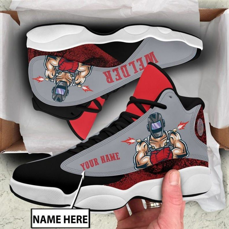 Welder Fire, Personalized Name Sneaker, Jd 13 Sneakers, Personalized Shoes, Fathers Day